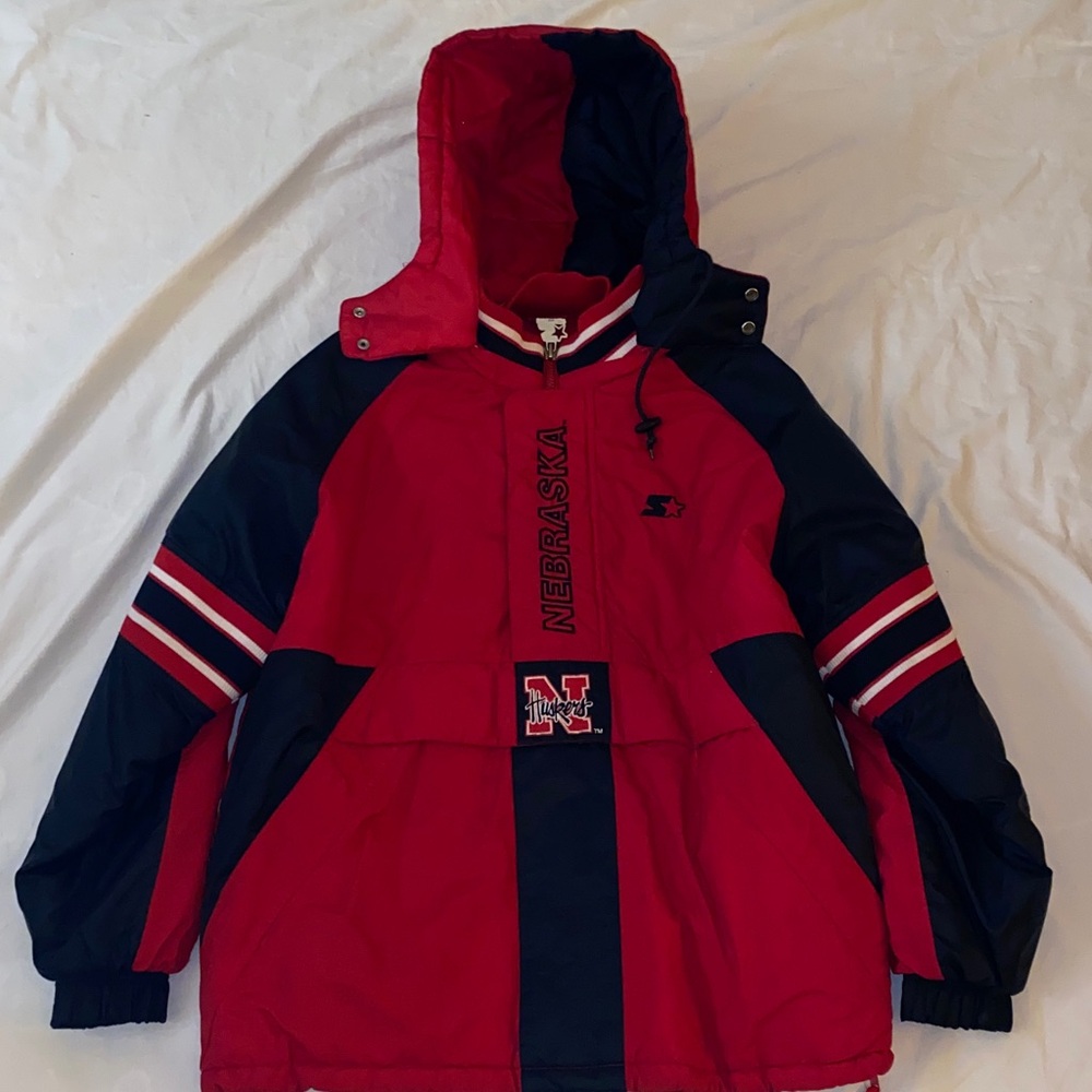 Vintage Nebraska Huskers Puffer Quarter Zip Pullover (L)